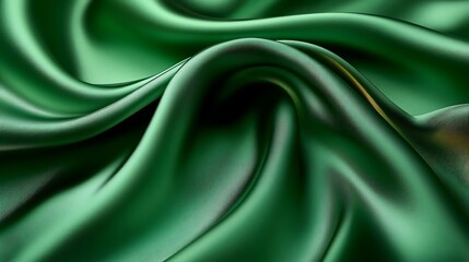 Obraz premium Emerald Green Silk Fabric Drape Luxurious Textile Texture