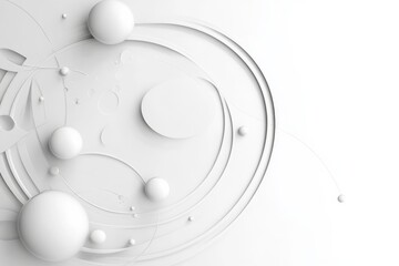 Abstract white design featuring circles and curves creating a minimalist aesthetic on flat background