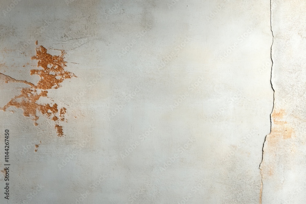 Poster wall surface showing signs of deterioration and cracks in a minimalistic setting