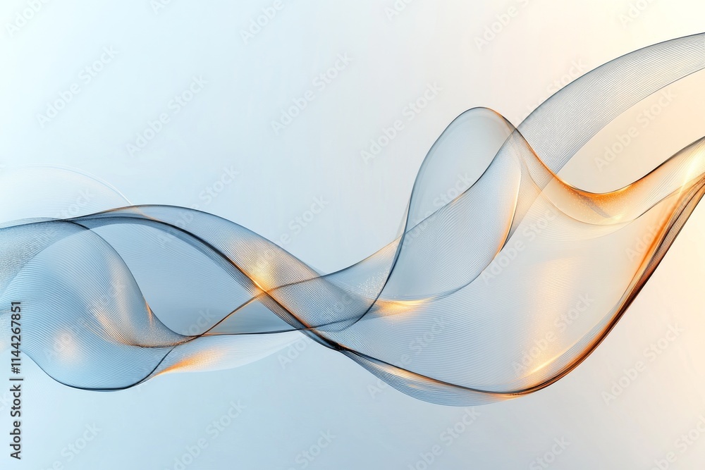 Poster soft curves of translucent waves dance gracefully against a pale background in a scenic display of l