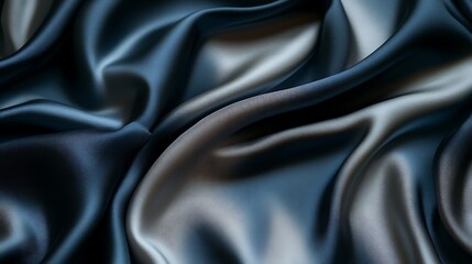 Obraz premium Elegant Draped Dark Blue Silk Fabric Texture