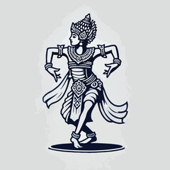 A Balinese traditional dance dancer dances with excitement