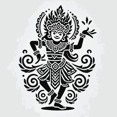 A Balinese traditional dance dancer dances with excitement