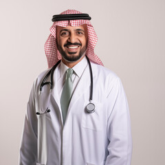 portrait of saudi arab male doctor isolated