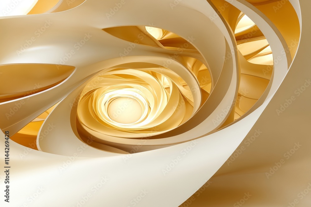Poster abstract swirl design featuring soft tones and flowing curves in a natural light setting