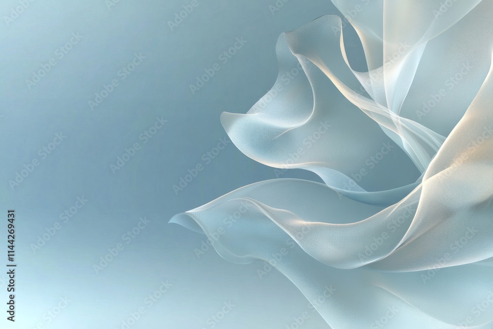 Aufkleber ethereal wisps of translucent fabric float gently against a soft blue background, creating a serene 