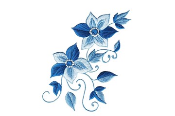 Obraz premium Detailed close-up of intricate blue floral embroidery design.