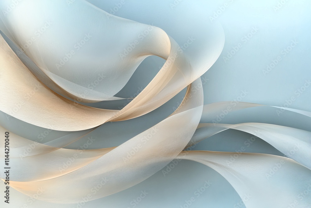 Poster abstract art with flowing shapes and soft colors creates a serene atmosphere in a minimalist design