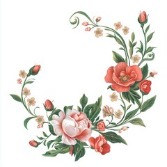 Design of floral vignette illustration isolated on white background