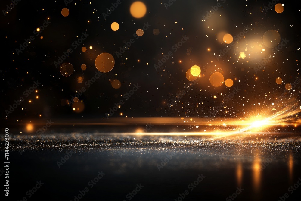 Aufkleber dynamic golden sparkles illuminate a dark surface creating an enchanting atmosphere