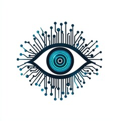 Design of digital vision creative symbol, eye iris scan icon logo illustration isolated on white background