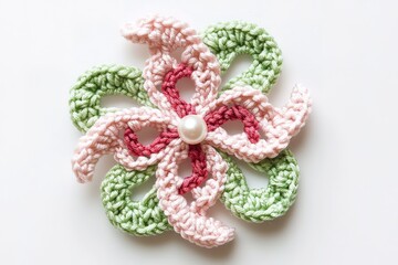 Delicate Crochet Flower with Pearl Accent
