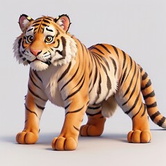 Obraz premium Beautiful tiger 3d Clipart, isolated on a white background, tiger on a white background
