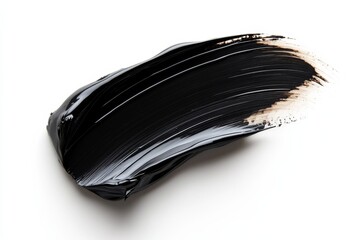 Smooth black paint stroke on white background showcasing artistic texture and depth in contemporary art