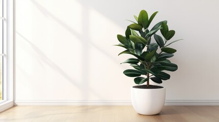 Fototapeta premium Indoor Potted Plant in Minimalist Space with Natural Light