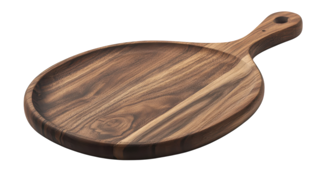 Wooden serving platter crafted with a smooth finish and rustic charm, ideal for kitchen décor or serving food at gatherings.