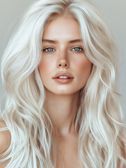 Fototapeta premium White beautiful woman professional hair model