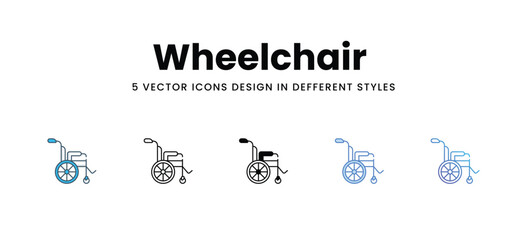 Wheelchair icons in different style vector stock illustration