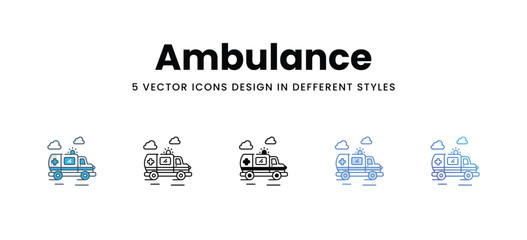 Ambulance icons in different style vector stock illustration