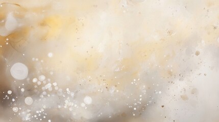 Naklejka premium Scattered flecks of warm gold, beige, and cream blend into a hazy, ethereal background, evoking drifting particles shimmering in soft sunlight, with a sense of glowing delicacy.
