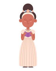 girl praying in first communion