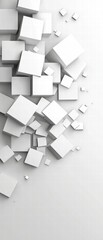 Dynamic abstract composition of white cubes studio digital art minimalist aerial view modern aesthetic for creative projects