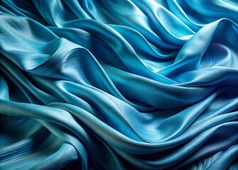Obraz premium Abstract Blue Wavy Fabric Background, Blue Cloth Texture, Wavy Textile, Blue Drapery, Blue Fabric Photography