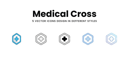 Medical Cross icons in different style vector stock illustration