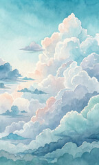 Ethereal clouds blend soft hues in a tranquil sky, evoking a sense of peace and wonder.