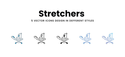 Stretchers icons in different style vector stock illustration
