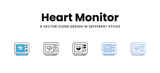 Heart Monitor icons in different style vector stock illustration