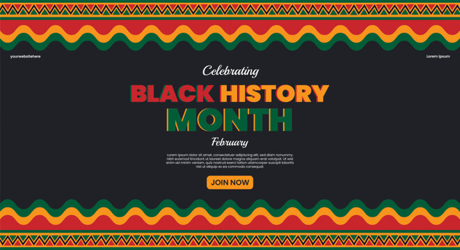 Creative concept of Black history month banner or header. Modern abstract template for celebration, ads, branding, web banner, cover, sale. Celebrating black history month