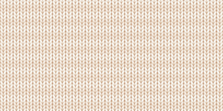 Seamless pattern of wool knitting, white striped sweater texture. Abstract background of knitwear cloth fabric, material of woven wool or cotton yarn for winter sweater or plaid, vector illustration