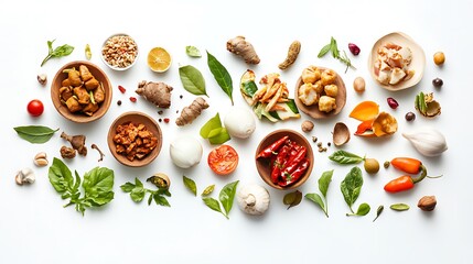 Artistic Arrangement of Fresh Culinary Ingredients