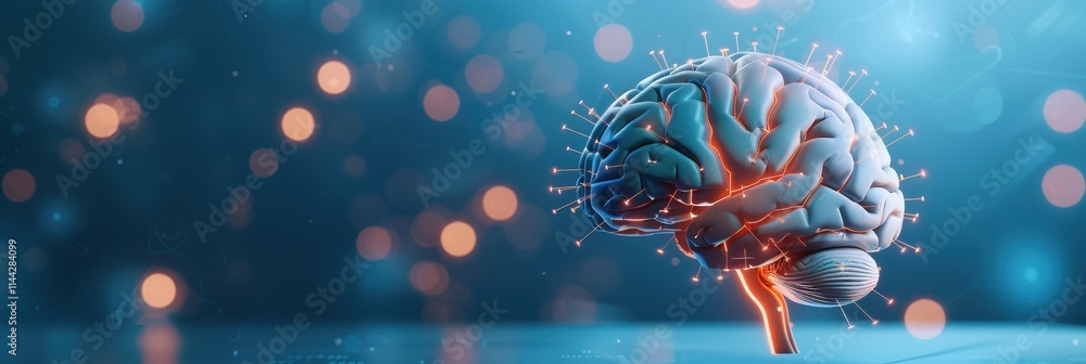 Aufkleber a digital rendering of a brain surrounded by glowing particles, symbolizing creativity, intelligence