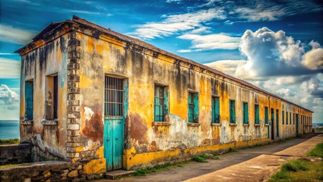 Abandoned Prison Itamaraca Island Pernambuco Brazil Minimalist Photography - Decaying Walls, Coastal Ruin, Old Jail