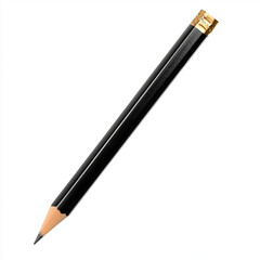 Black pencil with sharpened tip on white background, perfect for writing