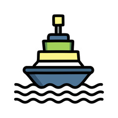 Sea buoy blue color vector illustration, filled design editable outline icon.