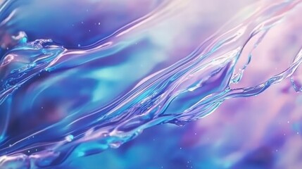 Obraz premium Abstract metallic waves in shades of blue, purple, and orange with smooth, reflective surfaces creating a futuristic, fluid design. Concept: luxury, modernity.