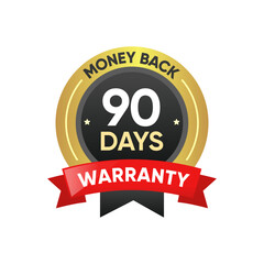 90 Days Warranty Money back badge ribbon vector design