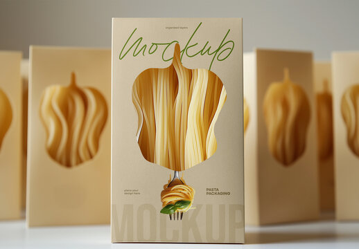 Pasta Packaging Mockup &ndash; Realistic PSD Template for Food Branding and Product Presentation, AI-Generated