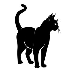 Black Cat Silhouette Illustration - Minimalist Feline Vector Art for Pets and Design Themes