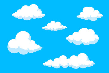 Whimsical Blue Sky with Fluffy White Clouds Illustration