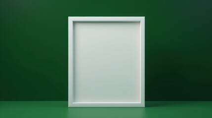 White Frame on a Gradient Green Background, Modern Art Display