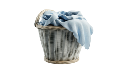 Laundry Basket Overflowing with Dirty Clothes: Perfect for Illustrating Household Chores and Cleaning Routines in Various Contexts.