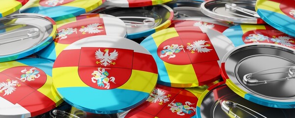 Podlaskie voivodeship - round badges with flag - 3D illustration