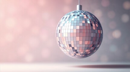 Fototapeta premium Disco ball hanging with a festive mood on a blurred background for decoratio