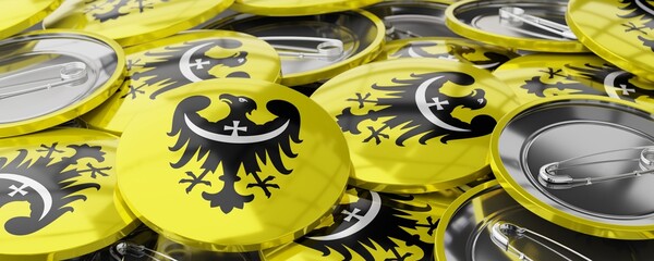 Lower Silesia voivodeship - round badges with flag - 3D illustration