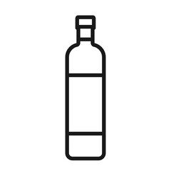 Line icon of a glass bottle for various products – olive oil, vinegar, liqueur, balsam, sauce. Editable stroke. For web design, mobile app, logo idea. Vector illustration isolated on white background