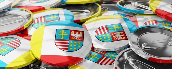 Holy Cross voivodeship - round badges with flag - 3D illustration